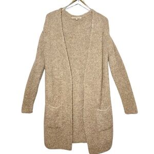 Lineamaglia Tan Open Front Wool Alpaca Blend Women’s Cardigan Sweater Sz M